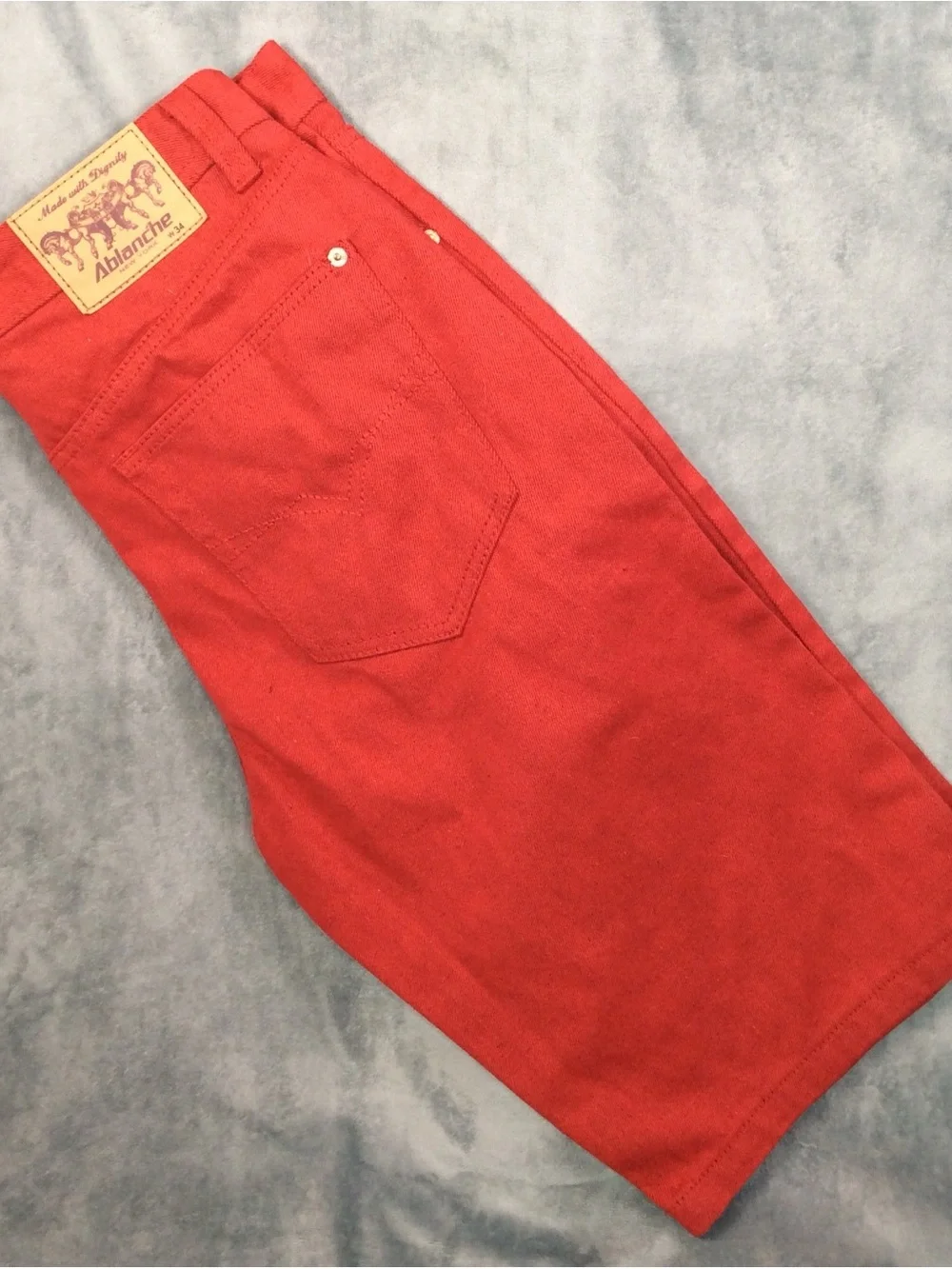 Ablanche New York Men's Red hip hop Jean Shorts - Classic Straight Fit